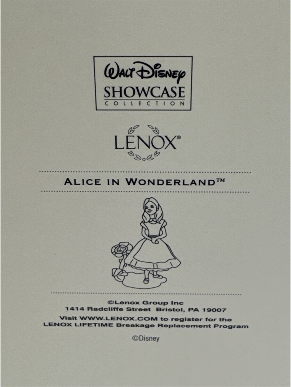 Lenox Disney Showcase Alice In Wonderland 7"  SEALED Porcelain Sculpture 24K
